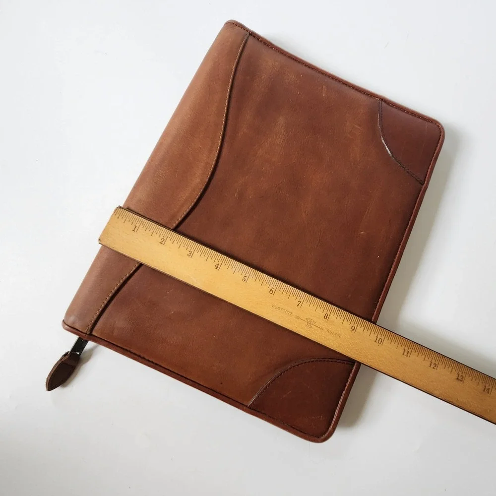 Scully Vintage Zip Around Italian Leather Padfolio Porfolio Brown Professional